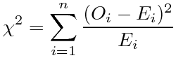 ¥chi^2=¥sum_{i=1}^n¥frac{(O_i-E_i)^2}{E_i}