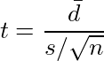 t=\frac{\bar{d}}{s/\sqrt{n}}