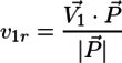 v_{1r} = \frac{\vec{V_1}\cdot\vec{P}}{|\vec{P}|}